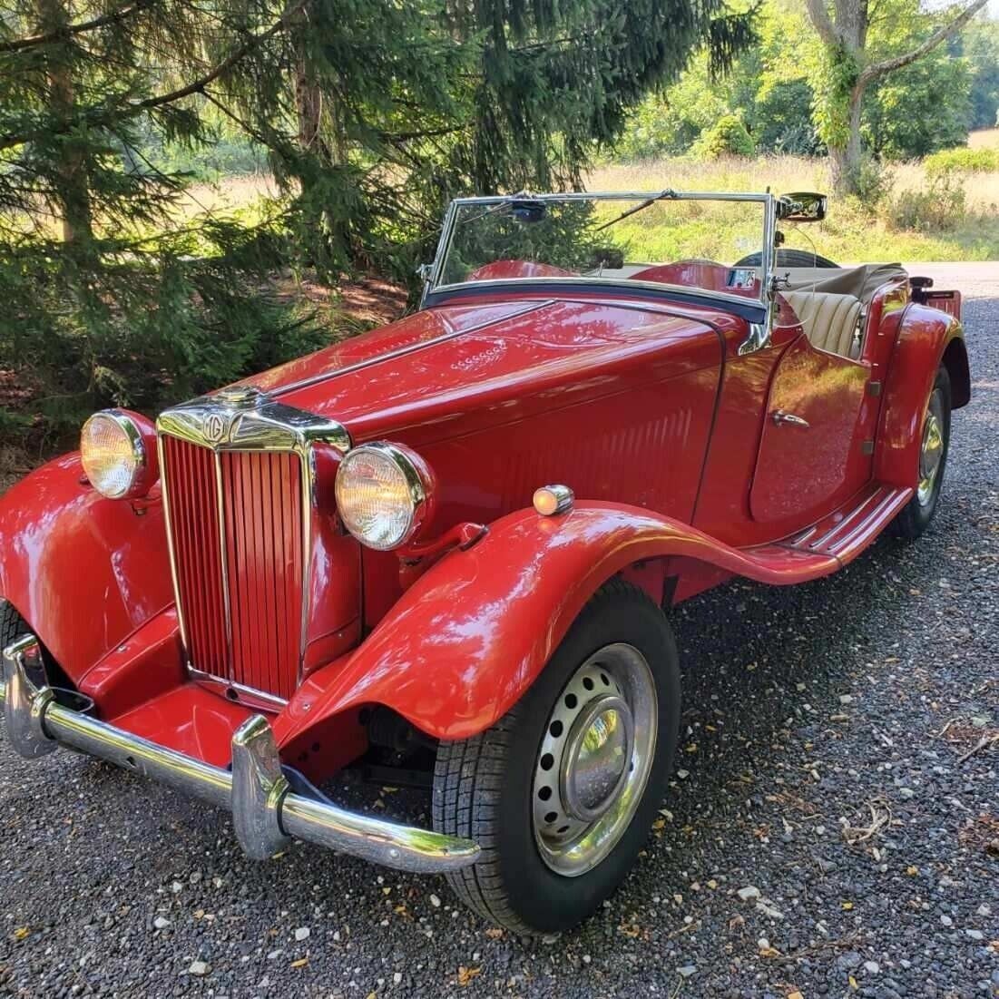 1952 mg td sportscar red convertible