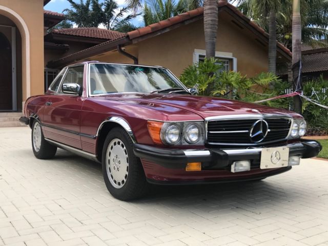 ** 1989 mercedes benz 560sl roadster garnet red tan leather low mile collectible