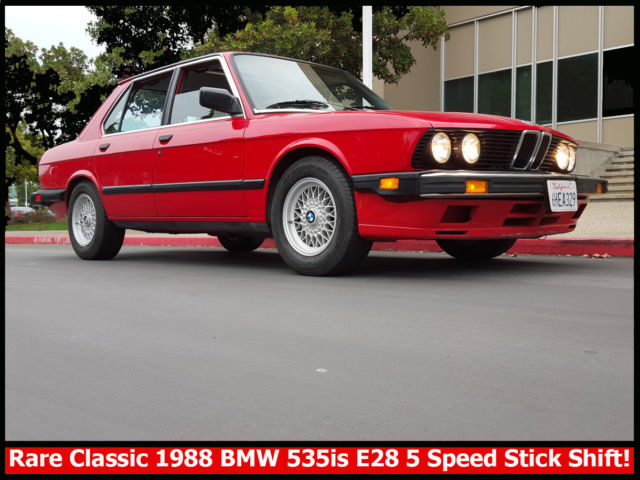 classic 1987 bmw 535is. factory 5 speed e28. zinnoberrot on black. no reserve!