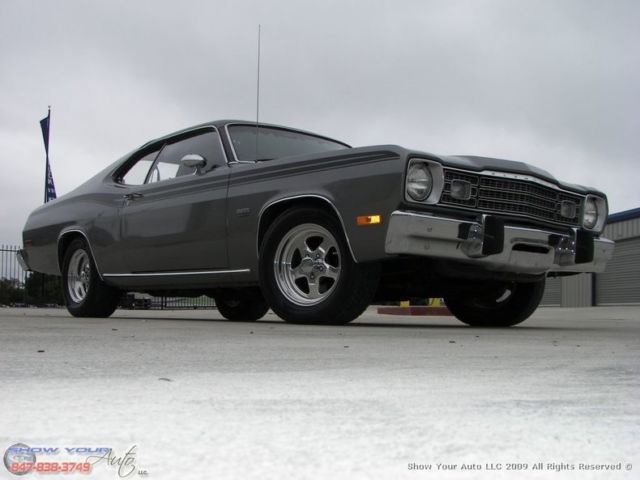 dark gray metallic 1974 plymouth duster360 v84spd for sale!