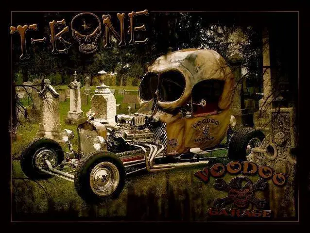 1923 custom skull t-bucket ' happy halloween '