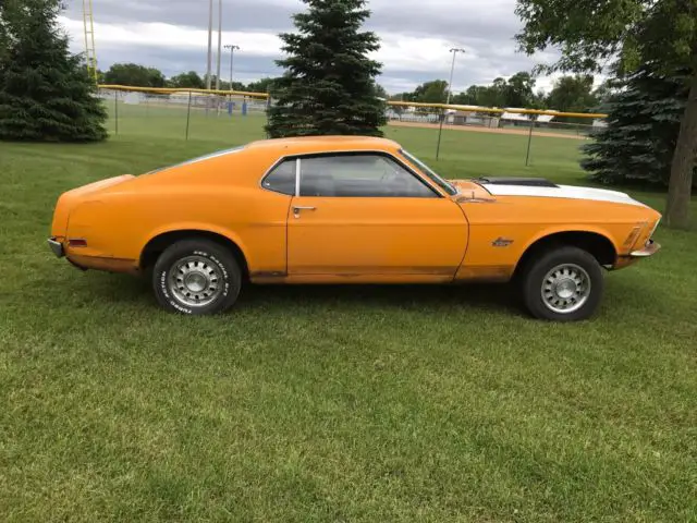 1970 mustang fastback m-code 351 4v shaker car grabber orange
