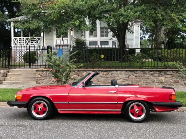 1984 mercedes benz 380sl in 568 signal red w. black leather, s.records/history *