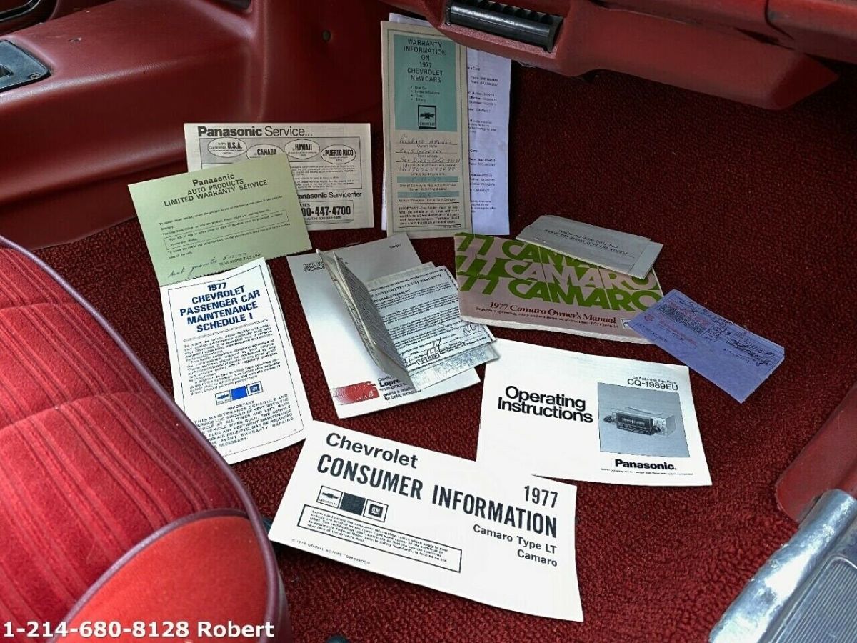 1977 chevrolet camaro type lt 23,142 miles other coupe v8 5.7l automatic