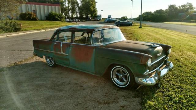 1955 chevy hot rod, street rod, rat rod, patina, 4-door, 150, 210, sbc 700r4