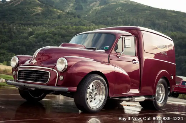 1961 morris minor cargo van panel truck, $45k custom 850 hr restore 400hp 355 v8