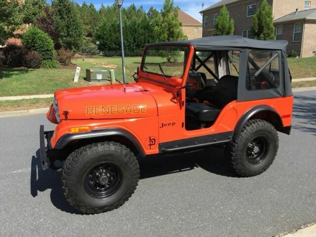 restored jeep cj5, v6, 1973 model renegade with soft top and bikini top