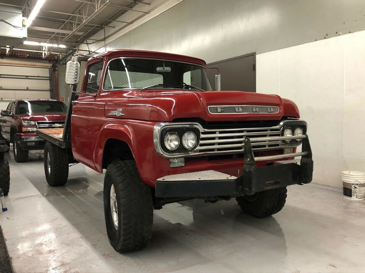 1959 ford f 250 3/4 ton 4x4 flatbed, solid oregon ranch truck