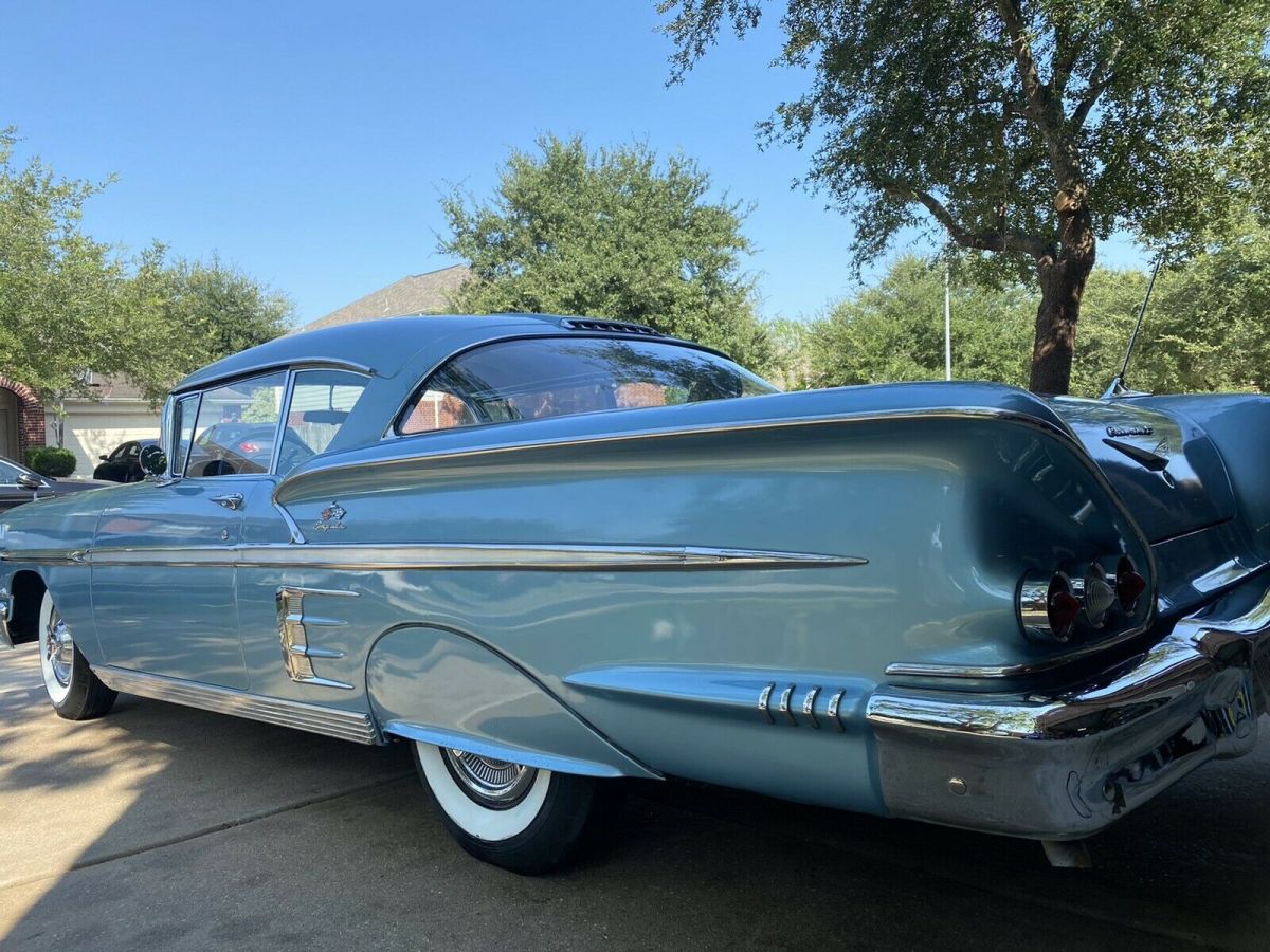1958 chevrolet impala coupe blue