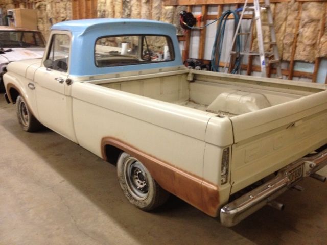 1965 ford f-100 swb custom cab - 289 v8 auto caribbean turquoise w/green int