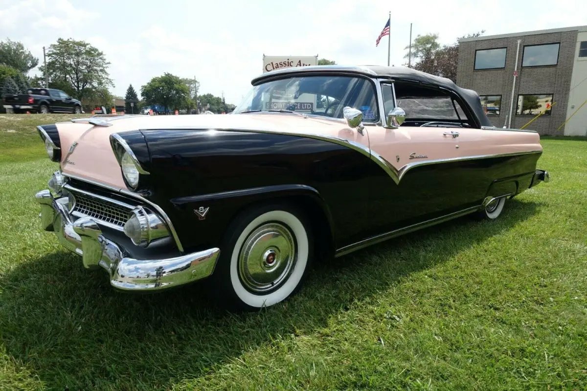 1955 ford fairlane sunliner convertible - majenta/black - restored
