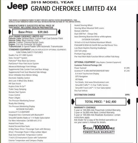 2015 jeep grand cherokee limited