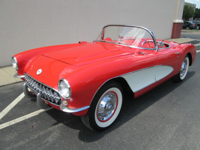 1956 corvette, beautiful red on red. rare automatic, 283/230 hp