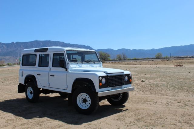 1986 land rover 110 defender, restored, white, lhd, located abq, nm