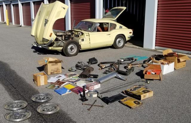 original paint & engine 1970 triumph gt-6 sports car & many, many spare parts