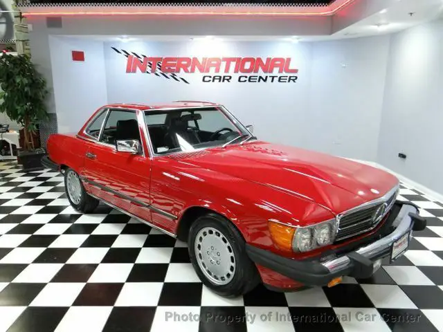 1987 mercedes benz 560sl roadster hardtop w/dolly cold a/c red over black clean!