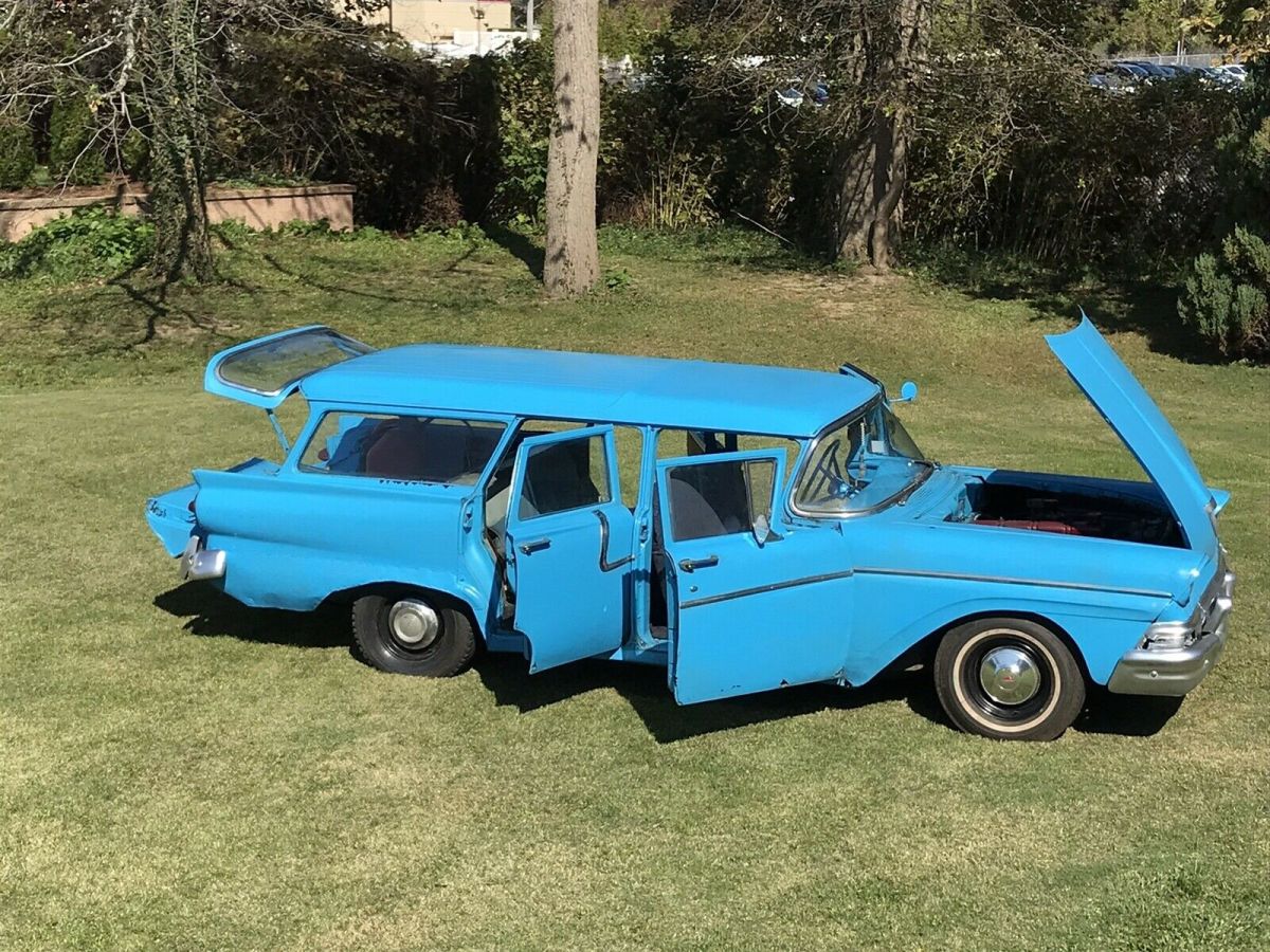 1958 ford station wagon wagon blue rwd manual