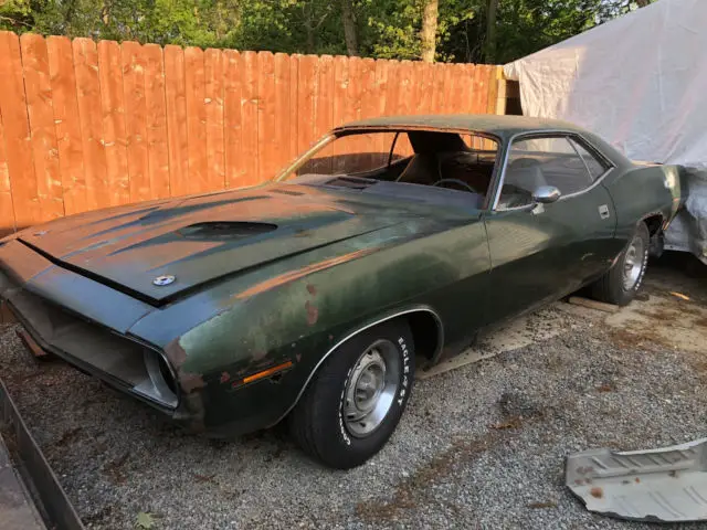 1970 plymouth cuda 383 with a21 code rubber bumper option, needs restoration