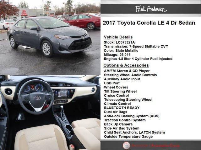 certified 2017 toyota corolla le asheville, nc 28806 for sale in asheville, north carolina