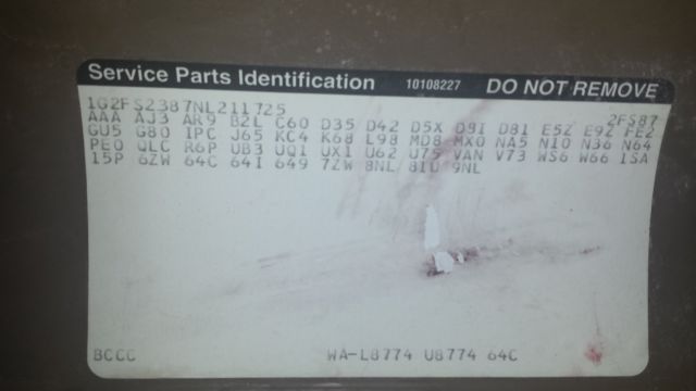 1992 pontiac formula firebird ws6 tpi 350