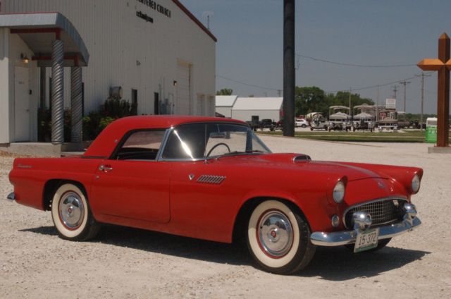 1955 t-bird convertible red with black interior
