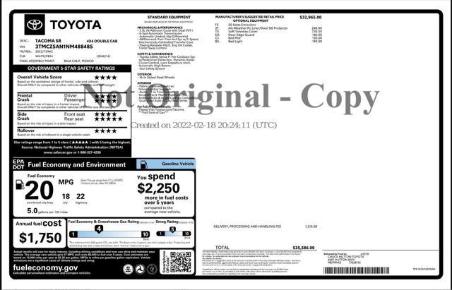 2022 toyota tacoma sr