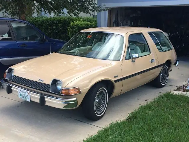 1977 amc pacer wagon, tan, white interior, low miles, dual exhaust, 6 cylinder