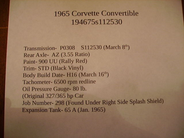 !965 corvette convertible