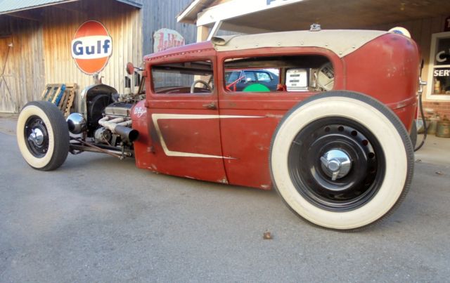 1931 ford model a sedan chopped/channeled 20 and 17" wheels wide whites