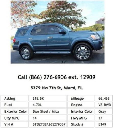 2006 toyota sequoia limited blue steel / mica suv v8 in miami, fl