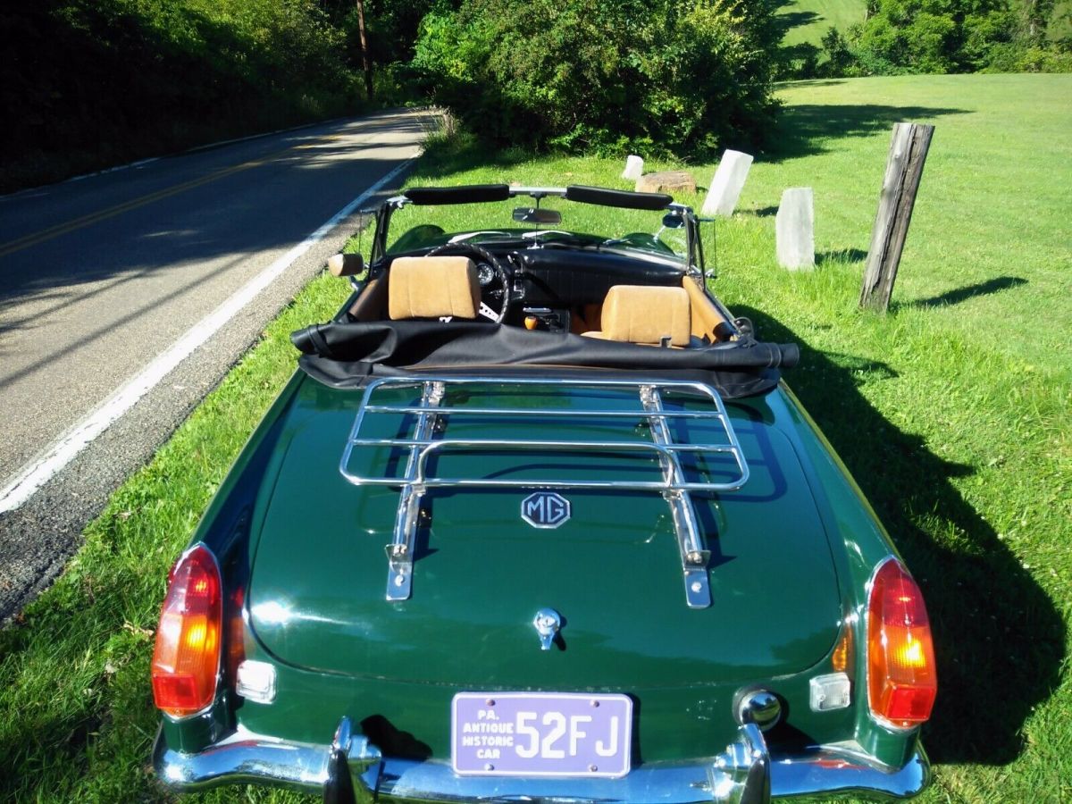 1971 mgb roadster mark ii british racing green, tan interior, wire wheels