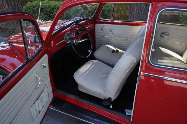 ruby red, white interior