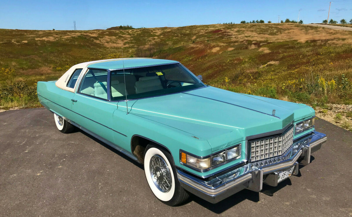 1976 cadillac coupe deville hardtop,white leather, 500 cu in, low miles, maine