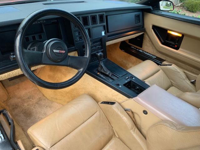 1987 corvette dark red with saddle convertible top