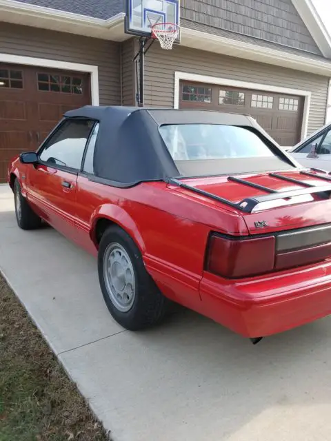 very nice fox body barn find 80's 90's red convertible stang!