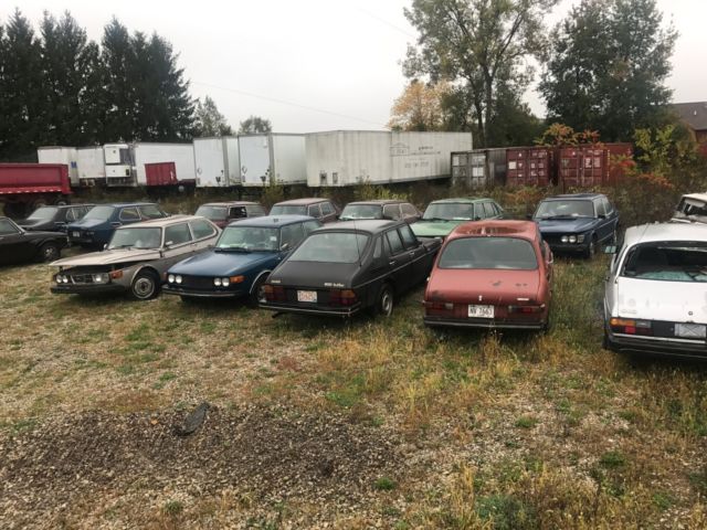 lot of saab cars and parts