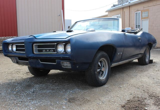 1969 pontiac gto convertible 4 speed phs doc, liberty blue, resto judge clone?