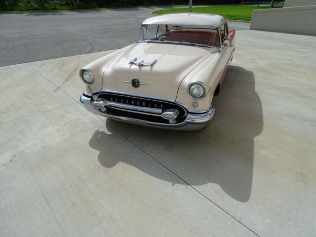 white / coral 1955 oldsmobile super 88 coupe 346 cid v8 3 speed automatic availa
