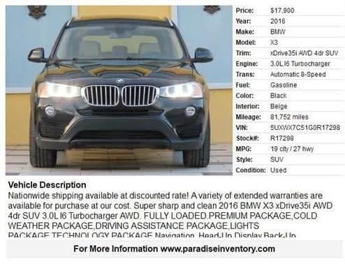 2016 bmw x3 xdrive35i in lexington, kentucky