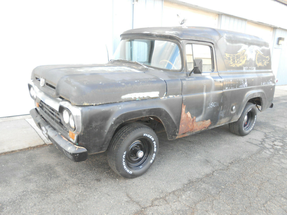 1958 ford f-100 panel van on bronco chassis sturgis-daytona rat rod !!!!!