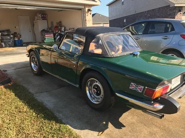 1976 triumph tr-6 roadster beautiful racing green and palomino leather interior