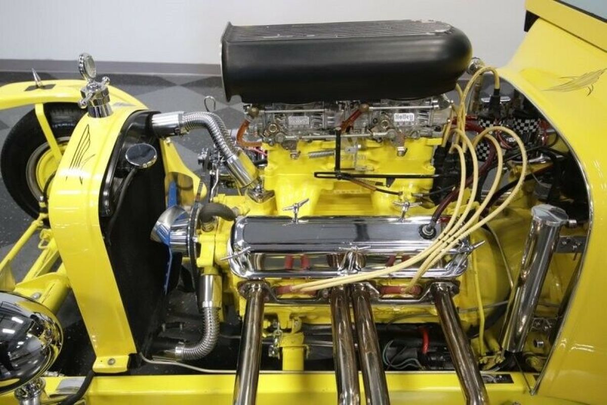 hot rod v8 mopar auto classic vintage collector yellow custom restomod weiand ho