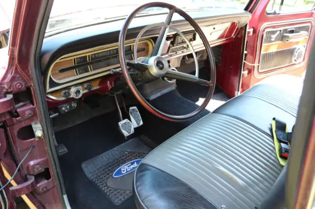 1969 maroon ford f-100 ranger long bed