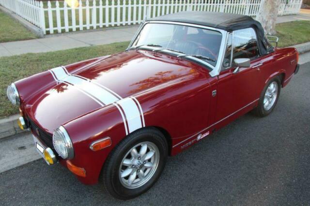 1975 mg midget 62000 miles dark red convertible 1493cc 4 cylinder 4 speed manua