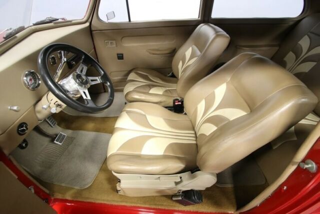 classic vintage streetrod restored chevy sbc automatic red tan leather chrome