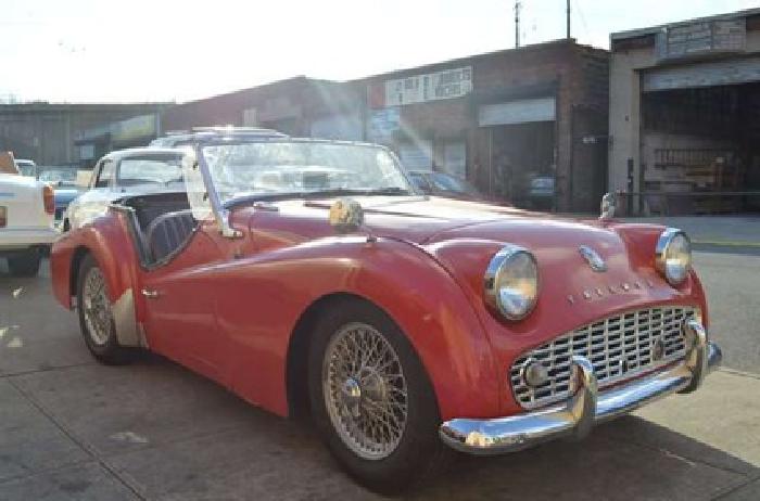1962 red triumph tr3-b in astoria, ny