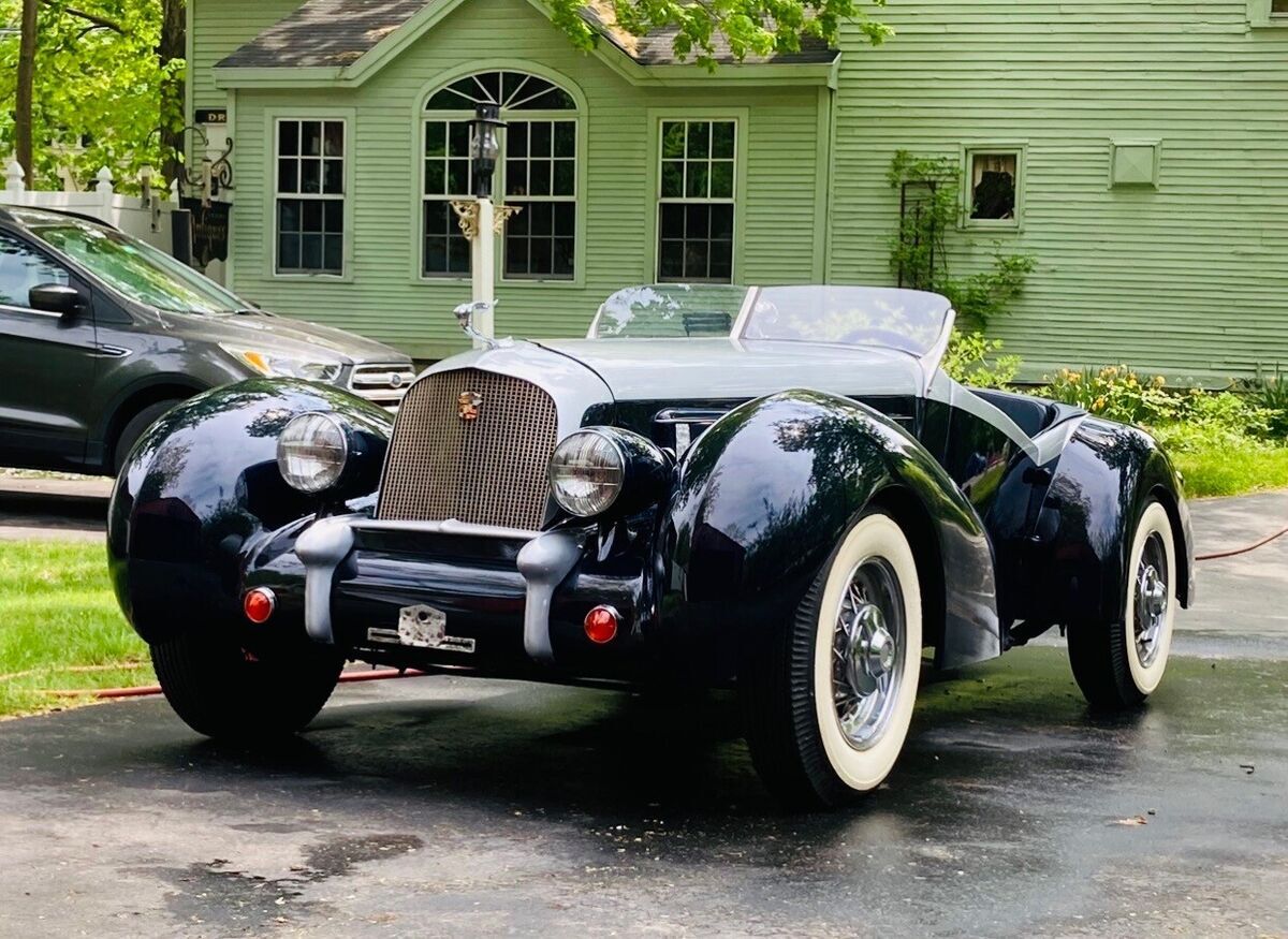 1936 cadillac custom convertible blue fwd automatic boat tail roadster