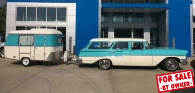 1958 chevrolet yeoman station wagon with trailer 8-cyl 3-speed manual mo c84290