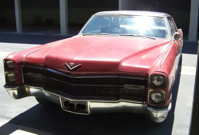 1966 red cadillac coupe deville - one owner! needs loving home