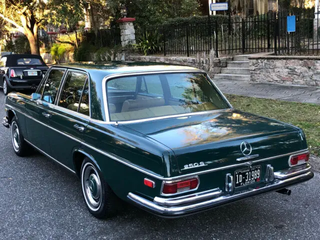 1967 mercedes benz 250s in blue-green w. bamboo, becker, a/c, 1 family owned *